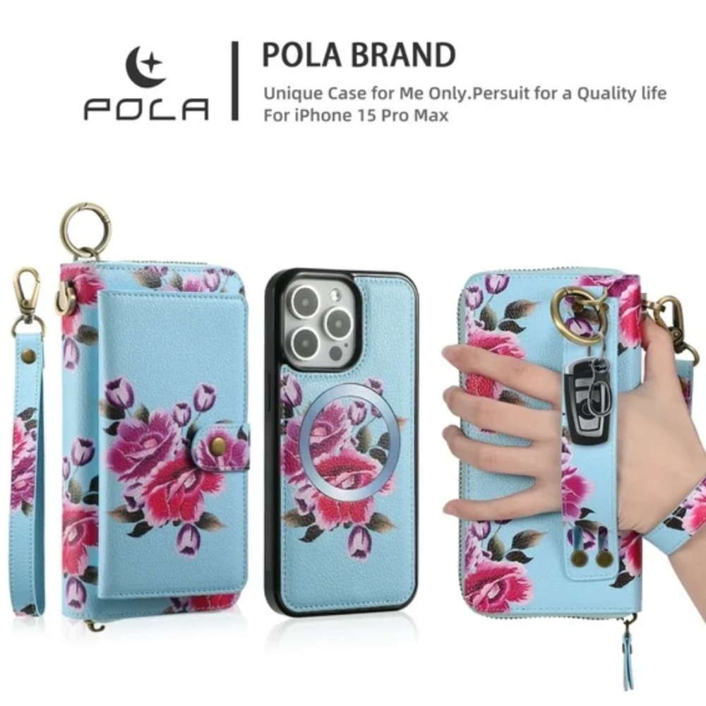 RFID Sky Blue Floral Wallet Case - Picture 7 of 14